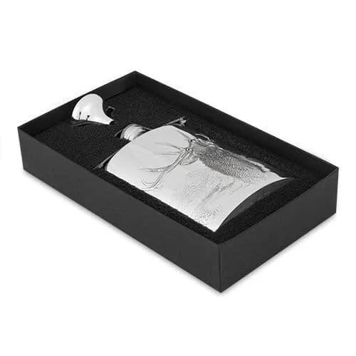 6oz Luxury Hip Flask With Embossed Roaring Stag