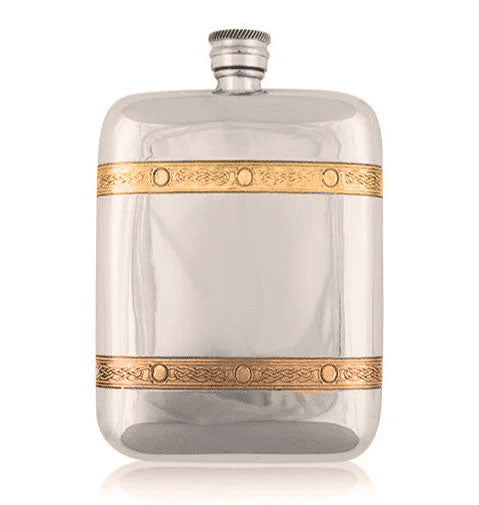 6oz Luxury Hip Flask with Brass Bands