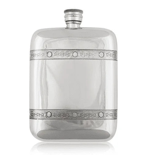 6oz Luxury Hip Flask with Pewter Bands
