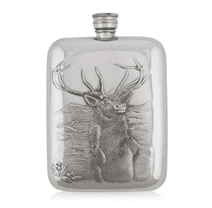6oz Luxury Hip Flask With Embossed Stag
