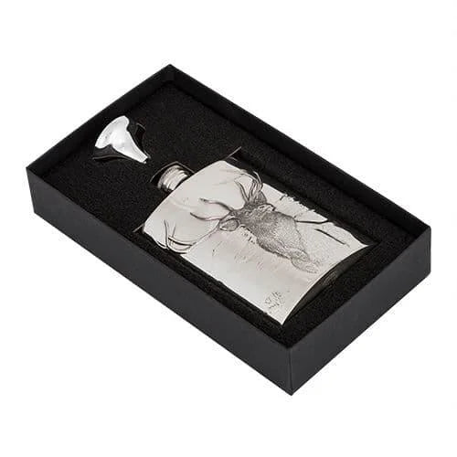 6oz Luxury Hip Flask With Embossed Stag