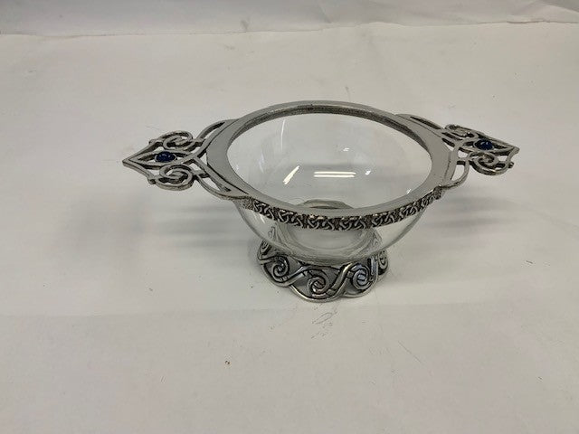 Glass Celtic Knotwork Blue Stone Quaich