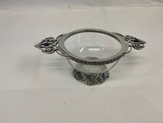 Glass Celtic Knotwork Blue Stone Quaich
