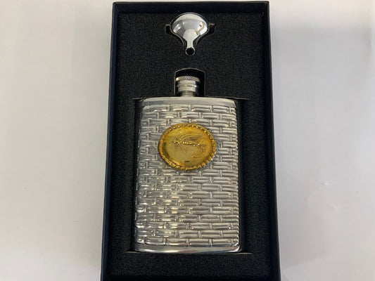 Basket Weave Hip Flask Fly Fish