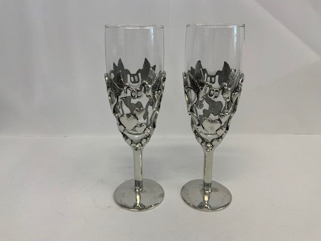 Champagne Flutes - Love Bird Glasses