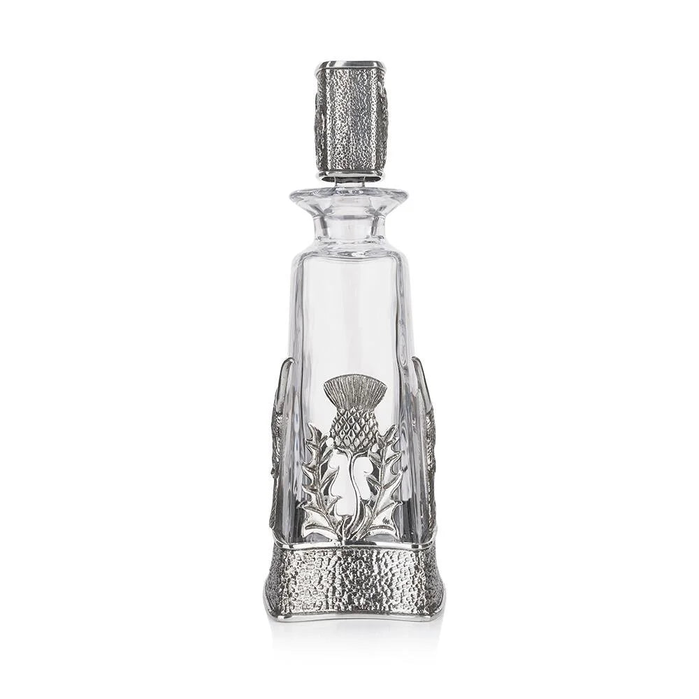 Highland Cow Pewter and Crystal Decanter