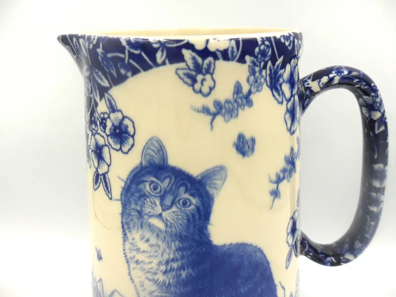 2 Pint Jug - Calico Blue Cat - Large size