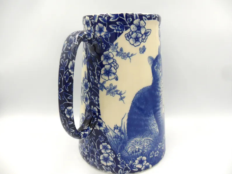 2 Pint Jug - Calico Blue Cat - Large size