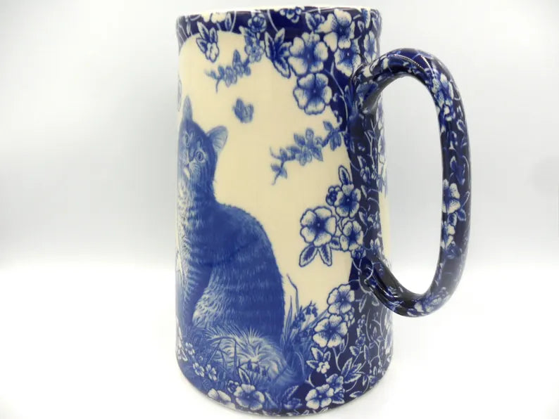 2 Pint Jug - Calico Blue Cat - Large size
